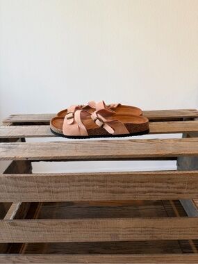 Refresh Pink Double Buckle Comfort Sandals